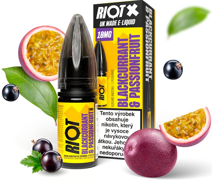 Liquid RIOT X Salt Blackcurrant  Passionfruit (Černý rybíz a marakuja) 10ml