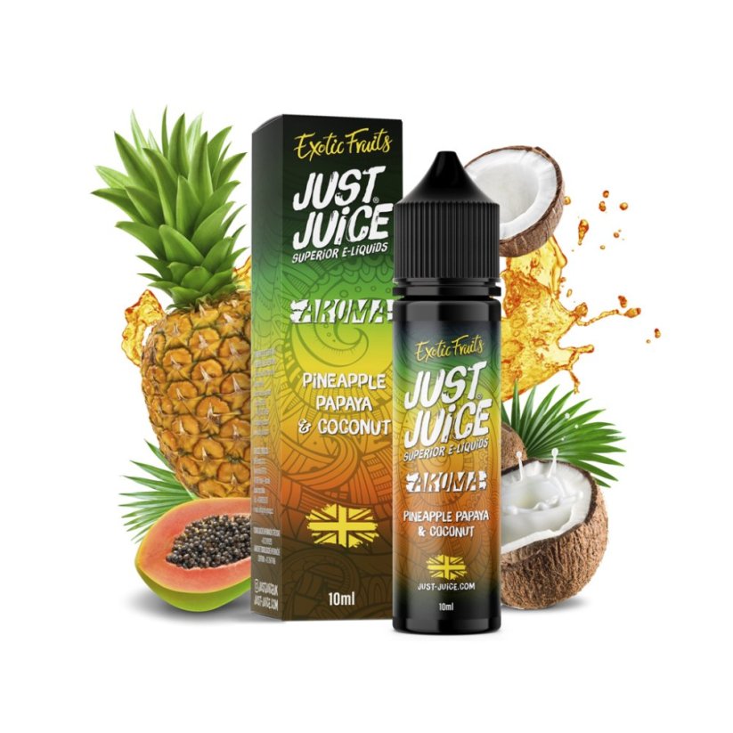 Příchuť Just Juice S&V: Pineapple, Papaya & Coconut (Ananas, papája & kokos)