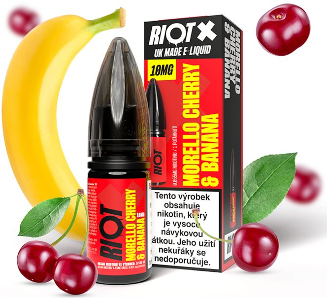 Liquid RIOT X Salt Morello Cherry  Banana (Kyselá višeň a banán) 10ml-10mg