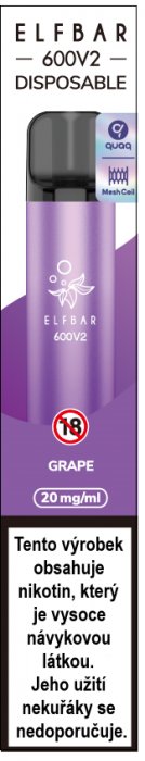Elf Bar 600 V2 elektronická cigareta Grape 20mg